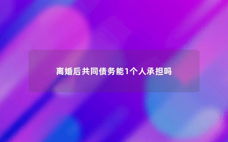 离婚后共同债务能1个人承担吗