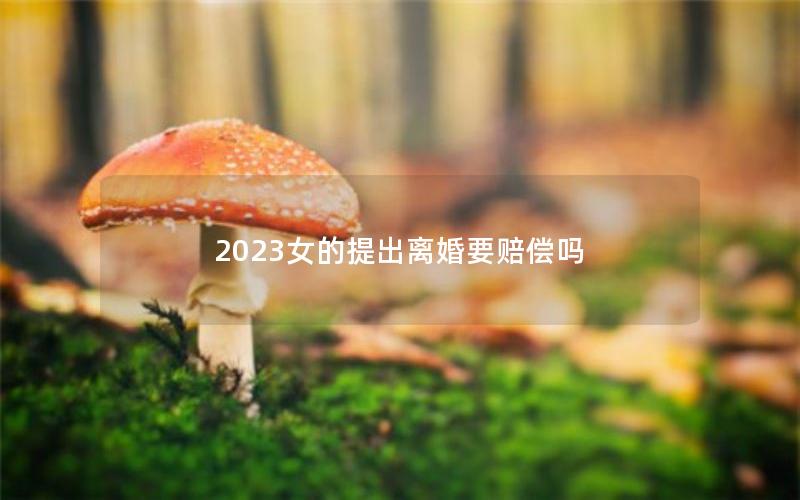 2023女的提出离婚要赔偿吗